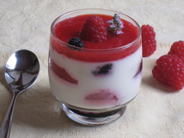 Panacotta with a Raspberry coulis